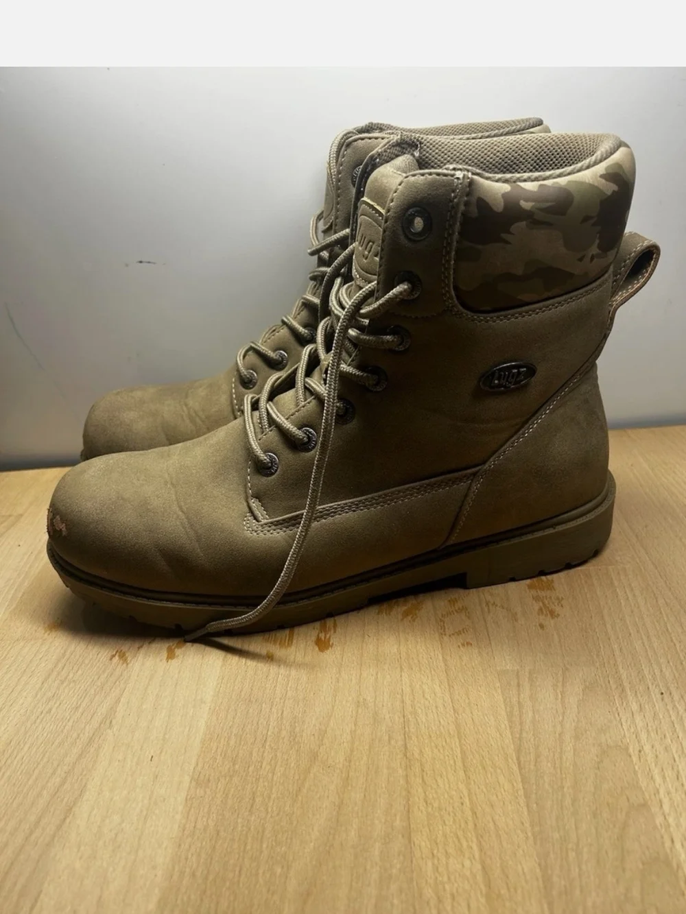 Lugz Slip Resistance Men's Taupe Lace-Up Work Boots
